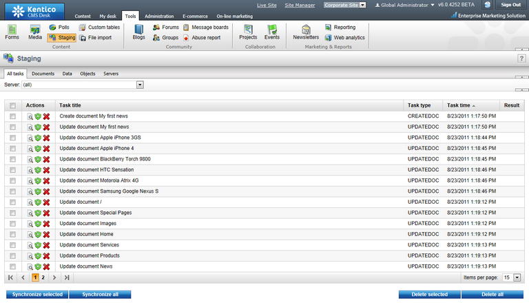 Kentico 13 Content Staging