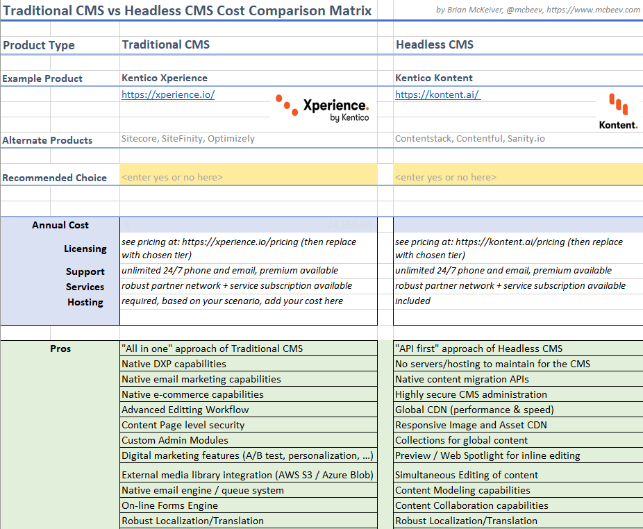 Traditional CMS vs Headless CMS Comparison Matrix Preview